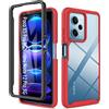 ESTH® Cover per Xiaomi Poco X5 Pro 5G/Redmi Note 12 Pro 5G Custodia in Silicone a Antiurto 360° con Protezione dello Schermo, Rugged Doppia Bumper Trasparente Case Integrale Cover, Rosso