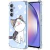 XINYEXIN Clear Cover per Samsung Galaxy A55 5G Motivo Carino Gatto Custodia Trasparente Antiurto Morbido TPU Bumper Case - Cat