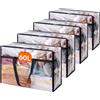Lifewit Scatole per Vestiti Trasparente, Organizer Armadio Pieghevole con Manici, Scatole per Armadio en PVC, Scatoloni Trasloco, Organizer Armadio per Vestiti, Coperte, Piumoni, Libro, 60 L, 4 Pezzi