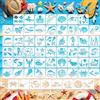MWOOT 60 Pezzi Il Mare Tema Stencils Pittura, Kit Stencil Disegno Sirena Conchiglie, Riutilizzabile Dipingere Stencil Accessori per Fai Da Te Scrapbooking Journal Parete Mobili Decorazioni(7.6x7.6cm)