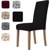 Homebliss Coprisedie con Schienale 4 Pezzi in Velluto Elasticizzati, Universale, Copri sedia Cucina Soggiorno Super Morbido Comodo Anti-Graffio - Nero