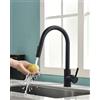 TIMACO Rubinetto da Cucina Nero con Rubinetto Doccia Estraibile Miscelatore Cucina Girevole a 360 ° per Rubinetto Cucina Miscelatore Monocomando per Rubinetto Lavello Cucina