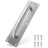 HERCHR Maniglia Per Porta Esterna, Maniglia per porta scorrevole in acciaio inox con piastra posteriore, maniglie per cancello da fienile, Maniglia per porta commerciale, per porte in legno