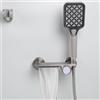 SHANFO Rubinetto Vasca da Bagno a Cascata, Miscelatore Vasca da Bagno con Doccetta,Rubinetto Doccia in Ottone, Grigio, 12Y7OK