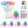 YAYZA! 4 Confezione Lampadina GU10 LED Fredda, Dimmerabile 5W RGB 6000K Faretti, Lampadina Cambia Colore con Telecomando，Equivalente a 50W,12 Colori 5 Modalità, per Camere da Letto, Feste Faretto
