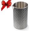 Kidia Mixing Glass Professionale Double Wall 621 ml in Acciaio Inox - Bicchiere da Miscelazione Cocktail con Pattern Geometrico Nero, Beccuccio Universale, Cofanetto in Legno per Affumicatura