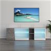 Mondeer Mobile porta TV con luci a LED, 5 scomparti aperti e 1 anta, per TV da 55, per soggiorno e camera da letto, 140 x 45 x 37,5 cm, bianco e grigio