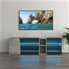 Mondeer Mobile porta TV con luci a LED, 5 scomparti aperti e 1 anta, per TV da 55, per soggiorno e camera da letto, 140 x 45 x 37,5 cm, nero e grigio