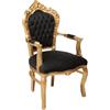 Biscottini Poltrona barocca L60,5xPR60,5xH107,5 - Sedie luigi XVI imbottita artigianalmente - Sedia salotto nera stile francese - Poltrone stile