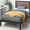 Zinus Kai Letto 90x190 cm - Altezza 23 cm - Struttura letto in bambù e metallo con testiera e supporto a doghe in acciaio - Marrone e nero
