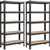 SONGMICS Set di 2 Scaffalature a 5 Ripiani, Scaffale in Acciaio, Montaggio Rapido, Utensili, Strumenti in Garage, Magazzino, Ripostiglio, Portante 650 kg, 30 x 75 x 150 cm, Nero GLR030B22