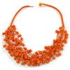 Avalaya Collana multifilo con piccole perline in ceramica e cordoncino di cotone, colore arancione, lunghezza 58 cm