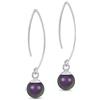 DTPsilver® Orecchini Pendenti a Gancio Lungo in Argento 925 - Piccole Perle rotonde di Cristalli Swarovski® Elements - Diametro: 8 mm - Viola Iridescent