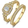 JewelryPalace 0.5ct Canale Anello Halo Donna Argento 925 con Cubica Zirconia, Anelli Impilabili Donna con Pietra a Taglio Principessa, Fedi Nuziali in Oro Anelli Matrimonio Set Gioielli Donna 9.5