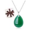 COAI Collana Donna Argento Sterling 925 con Ciondolo Goccia Agata Verde Naturale, Collana Pietre Naturali Donna