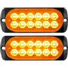 RIGIDON 2 x Ultra Thin 12 LED Lampada di Emergenza Strobo Ambra 12V 24V | Hazard Lampeggiante Luce, Stroboscopica Luce per Auto, Camion, Trattori, Rimorchi, Elevatori 4x4 Veicolo, Senza interruttore