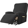 JHLD Copripoltrona Elastico Relax in Velluto, Reclinabile 4 Pezzi Morbido Antiscivolo Con Tasche per Soggiorno - Nero - 1 Posto