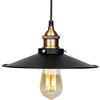 Mengjay Industriale lampada a sospensione annata/Elfeland Retro lampada plafoniera Loft/ferro nero paralume / E27 portalampada in ceramica/cavo tessile 3 fili (senza lampadina) / 1 pacchetto / 26cm