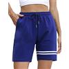 Tuopuda Pantaloncini Donna Sportivi Shorts Vita Alta Leggings Donna Fitness Pantaloni Corti Eleganti con Tasche Pantaloncini da Ginnastica Casa Yoga Corsa Palestra Jogger Sport in Cotone, Blu, L