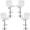 Homewell Set di 4 sgabelli da bar con schienale e bracciolo, comode sedie girevoli a 360°, in metallo, con poggiapiedi (4, bianco)
