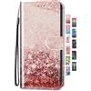 UCool Custodia Cover Apple iPhone 6 7 8 SE 2020 2022 Caso Flip Portafoglio a Libro Pelle PU Belle 3D Disegni Bumper Protettiva Antiurto Marmo Oro Rosa