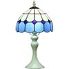 Bieye L30042 Lampada da tavolo in vetro tiffany stile mediterraneo da 8 pollici con base in metallo, altezza 15 pollici