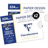 Clairefontaine 96186AMZC - Set di 2 buste per disegno scolastico, 10 fogli di carta da disegno bianco a grana - A3 29,7 x 42 cm, 224 g, ideali per le arti plastiche