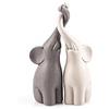 Pajoma - Coppia di Statuette in Ceramica a Forma di elefantini, Altezza 25,5 cm, Grigio