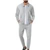 Oanviso 2 Pezzi Tuta Uomo Moda Manica Lunga Slim Fit Giacca Pullover Felpa e Pantaloni Uomo Pezzi Jacket Colore Solido Maglia Completo Tute Sportive per Primavera A Grigio Chiaro M