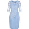 XUEJIANN Abito estivo elegante, per feste, da sera, da donna, linea ad A, lunghezza al ginocchio, con paillettes, in pizzo, retrò, da cocktail, taglie forti, Celeste., XXL