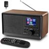 BIAOQINBO Radio DAB/DAB+ con Bluetooth 5.0 Radio digitale FM Radio nostalgia Radio retrò portatile Legno Radio FM Sveglia con telecomando Radio da cucina Doppio allarme Display a colori Radiosveglia