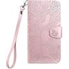 Annuo Cover per iPhone XR Cover, custodia a portafoglio con chiusura magnetica, portafoglio per cellulare a grana di legno 3D per funzione di supporto, oro rosa