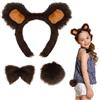 Hifot 3PCS Accessori Costume Orso Bruno, Peloso Orecchie Orso Cerchietto e Coda di Orso e Papillon, Orso Costume Animale Accessori per Bambini Adulti per Cosplay Halloween Carnevale Festa a Tema