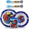 Sorrisini Set Piatti Bambini, Set pappa, Stoviglie bambini riutilizzabile per asilo, scoula, piatto, ciotola, posate, tazza 350ml, Set piatti in plastica dura, Spiderman