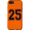 Numbers and Letters Custodia per iPhone SE (2020) / 7 / 8 #25 Numerato College Sports Team nero anteriore e posteriore