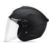 LIONCIANO Metà Aperto Faccia Casco Del Motociclo Con Visiera Riflettente，Casco Modulare Scooter，l'Anti-Collisione Protegge La Sicurezza Stradale Degli Utenti(Nero Opaco)