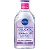 NIVEA MicellAIR 5in1 Acqua Micellare Delicata 400 ml, Struccante viso e occhi dall'azione lenitiva, Detergente viso pelle sensibile per una detersione profonda e delicata