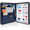 GraduationMall Cartella Portadocumenti con Cerniera,A4 Organizer per Documenti con Porta Tablet Ipad, Telefono e Biglietti da Visita,Portablocchi in PU Pelle Blu
