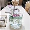 BestAlice Vaso da borsetta per fiori, vaso in vetro con ciotola per pesci, vaso di fiori unico per borsa, decorativo, vaso in vetro trasparente con manici a forma di borsa per la decorazione