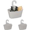 Relaxdays Cestino Portaoggetti da Doccia, Set da 3, Cestello Sospeso, in Plastica per Shampoo, Bagnoschiuma, Grigio, 25 x 23 x 10 cm