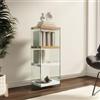 DEGHI Libreria 40x100h cm in vetro temperato con ripiani bianco e rovere - City