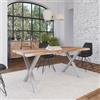 DEGHI Tavolo 180x90 cm in legno di acacia e gambe in acciaio a X 8x4 cromate - Freia Acacia