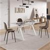 DEGHI Tavolo da pranzo 150x90 cm piano ceramica 12 mm e base in acciaio bianco - Masao