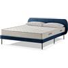 EVERGREENWEB MATERASSI & BEDS EVERGREENWEB - Letto Singolo con Materasso 80x200 alto 20 cm in Waterfoam Flex, Base Letto 12 Doghe in Legno + Cuscino in Fiocco Memory Foam Testata Trapuntata Stondata color Blu modello Madrid