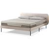 EVERGREENWEB MATERASSI & BEDS EVERGREENWEB - Letto Singolo con Materasso 80x200 alto 20 cm in Memory Foam, Base Letto 12 Doghe in Legno + Cuscino in Fiocco Memory Testata Trapuntata Stondata Tessuto color Beige modello Madrid