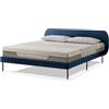 EVERGREENWEB MATERASSI & BEDS EVERGREENWEB - Letto Singolo con Materasso 80x200 alto 20 cm in Memory Foam, Base Letto 12 Doghe in Legno + Cuscino in Fiocco Memory Testata Trapuntata Stondata Tessuto color Blu modello Madrid