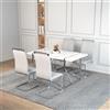 Merax Freischwinger - Set di 4 sedie basculanti per sala da pranzo con ecopelle PU e schienale alto, struttura in metallo cromato, moderna sedia da cucina, imbottita, per soggiorno, sala conferenze,
