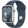 APPLE WATCH SERIES 9 MR913QL/A 41MM SILVER ALUMINIUM CASE WITH STORM BLUE SPORT BAND M/L GPS