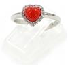 gioiellitaly Anello regolabile Argento 925 rodiato cuore corallo rosso giro di zirconi bianchi gioiello artigianale