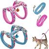 Grantop Set di 2 imbracature regolabili per gatti, in nylon, imbracatura con guinzaglio per gattini, gattini, animali domestici, pettorina per gatti con guinzaglio, a prova di rottura (azzurro e rosa)